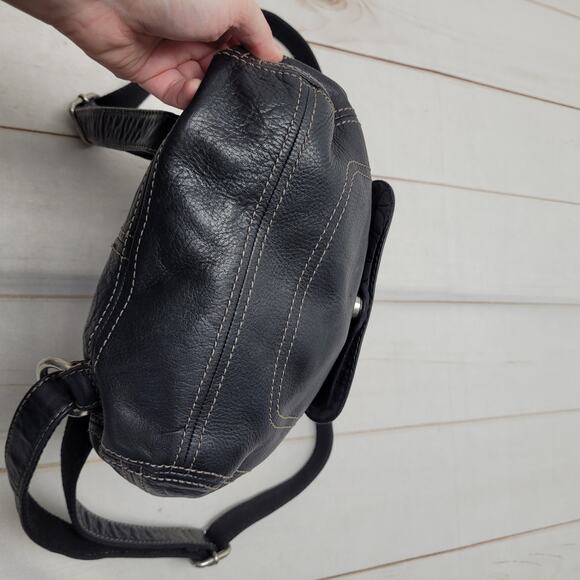 Vintage Fossil black leather backpack medium boho - Picture 4 of 10